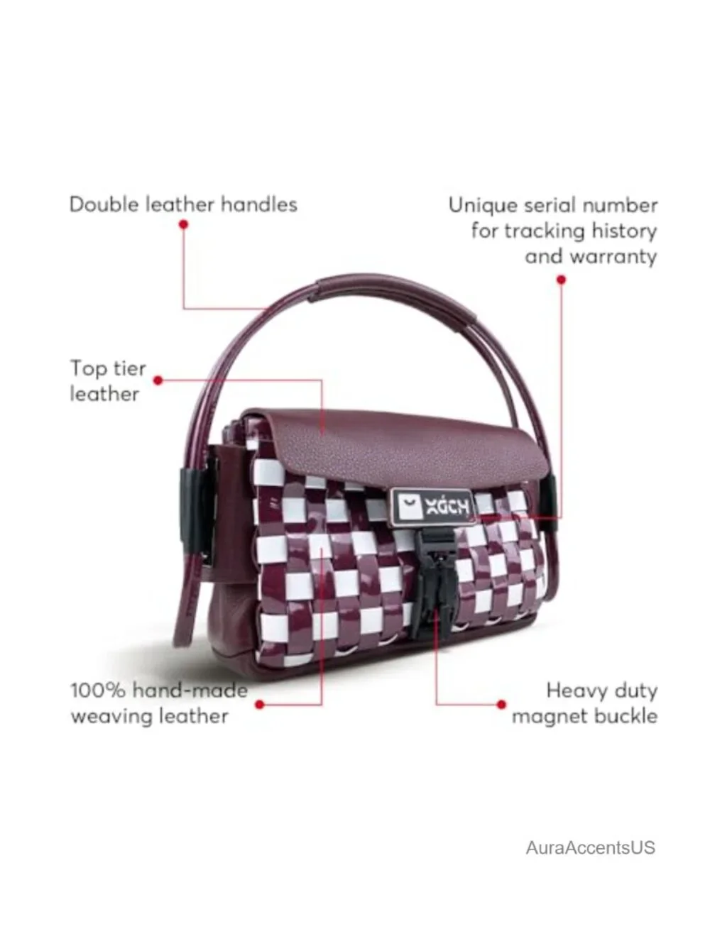 Handmade Real Goat Leather Woven Hobo Bag with Shoulder Strap, Magnetic Buckle